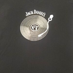 Jack Daniel's Black Graphic Tee with White Record Logo Size M
